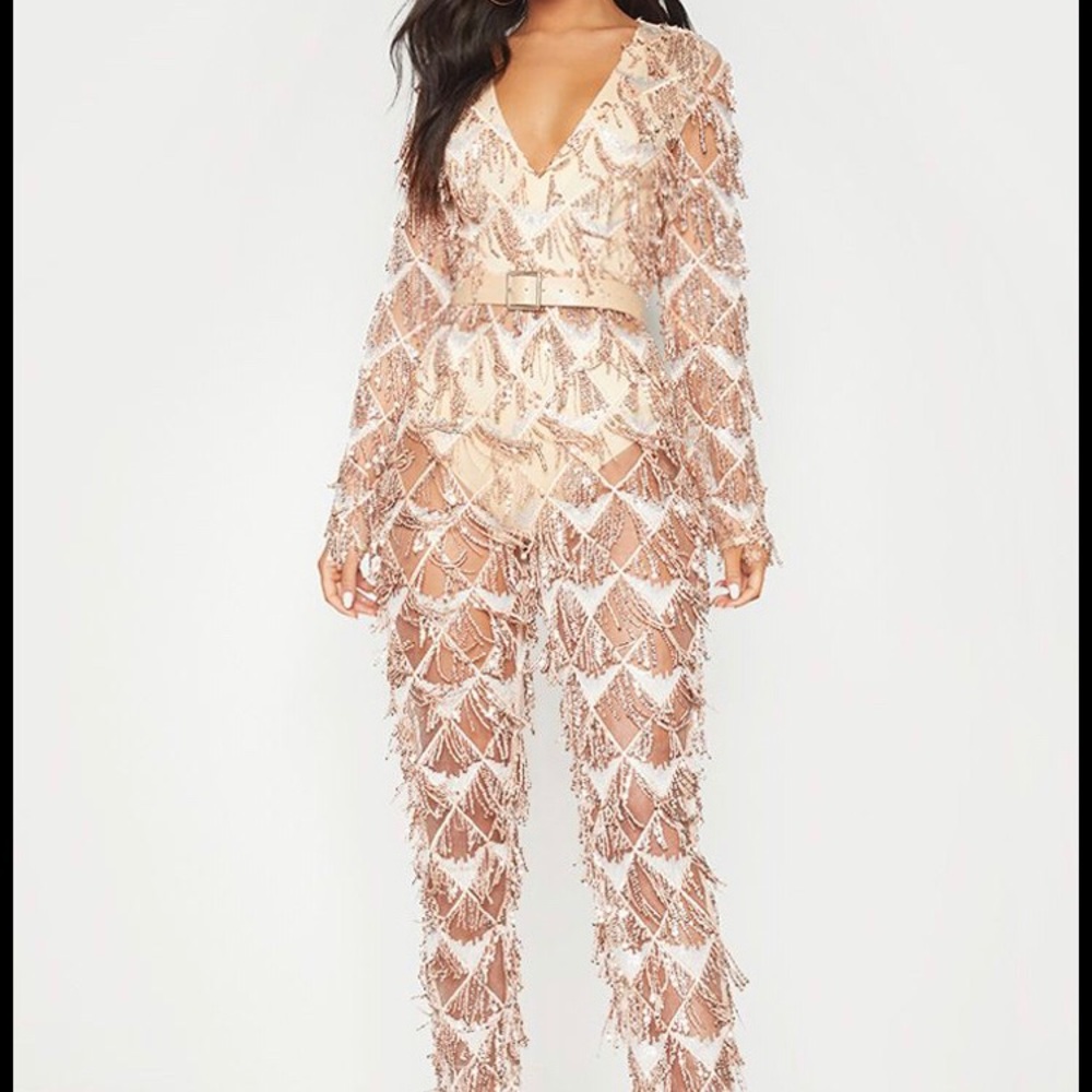 Pretty Little Thing Gold Jumpsuit